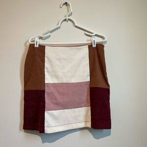 Colorblock Skirt in Brown, Pink, and White